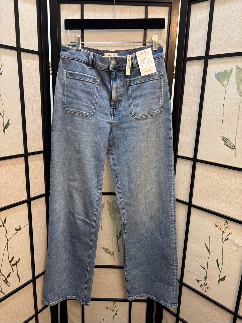 NWT Madewell Light Blue Wide Leg Jeans with Front Patch Pockets